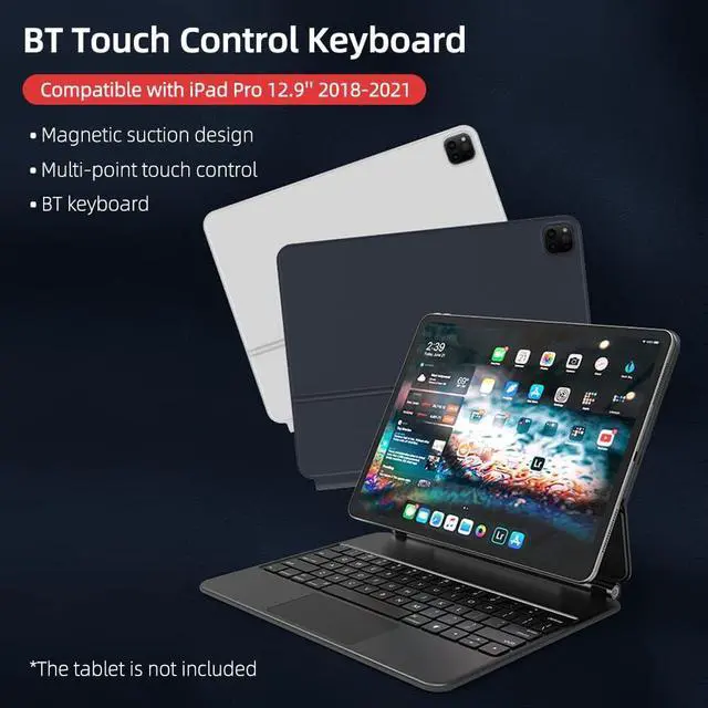 Alt view image 2 of 7 - BT Magnetic Suction Touch Control Keyboard with ive Shell Compatible with Pro 12.9'' 2018-2021 Black(with Back)