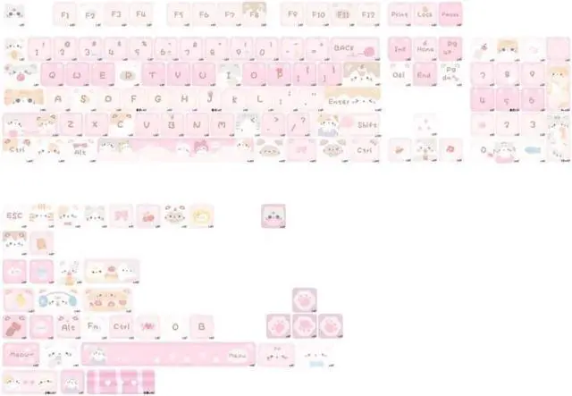 Alt view image 2 of 6 - Meow Meow Squad 141 PBT Mao Profile Keycap Set by Mechanical Keyboards