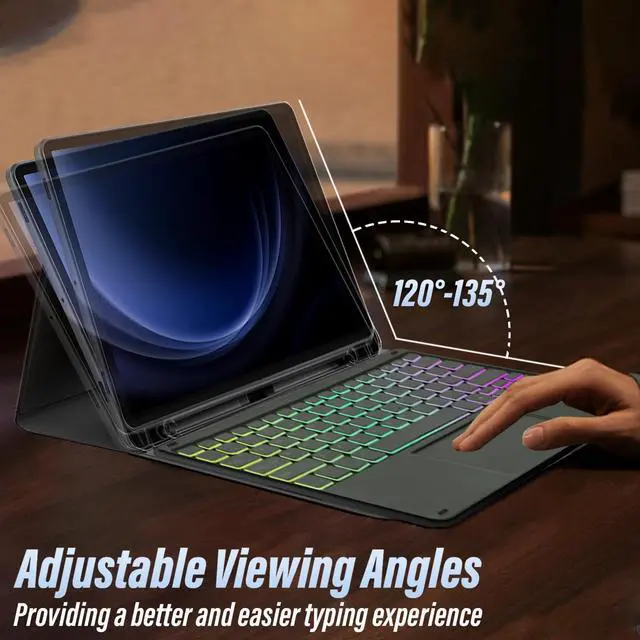 Alt view image 5 of 7 - Touchpad Keyboard Case for Samsung Galaxy Tab S10 FE Plus 13.1 Inch 2025, LDSOYIA Rainbow Backlit Wireless Trackpad Keyboard PU Cover Case for 13.1 Galaxy Tab S10 FE+ 2025 Model (SM-X620/X626B)