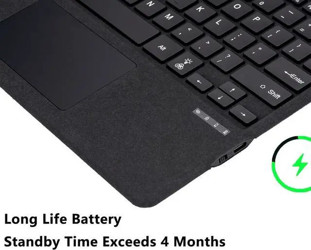 Alt view image 7 of 7 - Type Cover for Microsoft Surface Pro 11 / Pro 10 / Pro 9 / Pro 8 / Pro X, 7-Color Backlight Keyboard with Touchpad, Portable Ultra-Thin Detachable Keyboard (with Pen Holder),Black