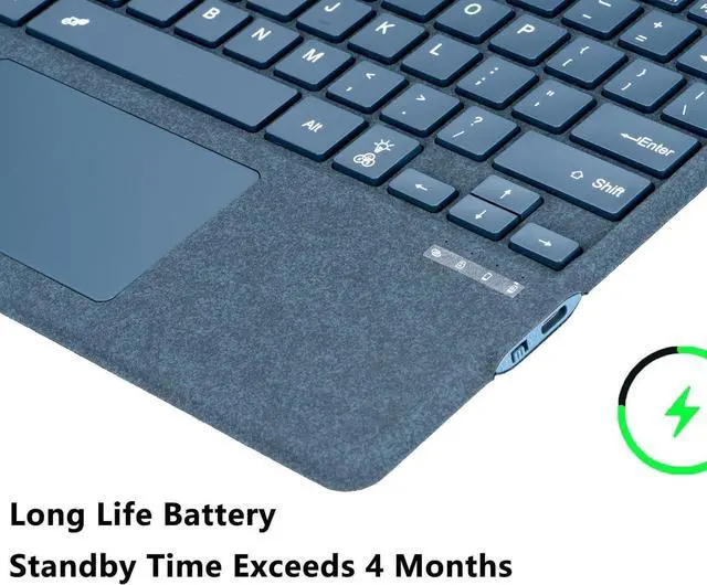 Alt view image 7 of 7 - Type Cover for Microsoft Surface Pro 7+/Pro 7 / Pro 6 / Pro 5 / Pro 4 / Pro 3, 12.3 inch, 7-Color Backlit Touchpad Bluetooth Keyboard, Portable Ultra-Thin Keyboard with Pen Holder,Blue