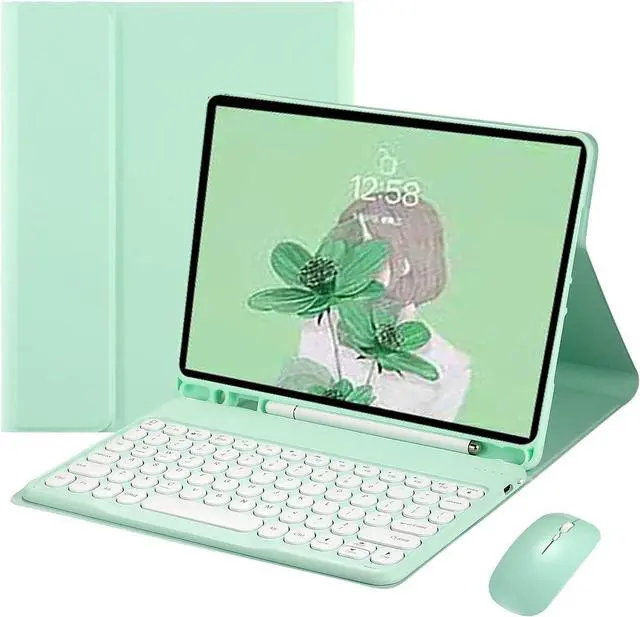 Main image of with Mouse Keyboard Cover for Samsung Galaxy Tab S8 Ultra 14.6" 2022 Model SM-X900/SM-X906 Magnetic Detachable BT Keyboard Round Keycaps Slim Smart Wireless Keyboard (Galaxy Tab S8 Ultra, Mint)