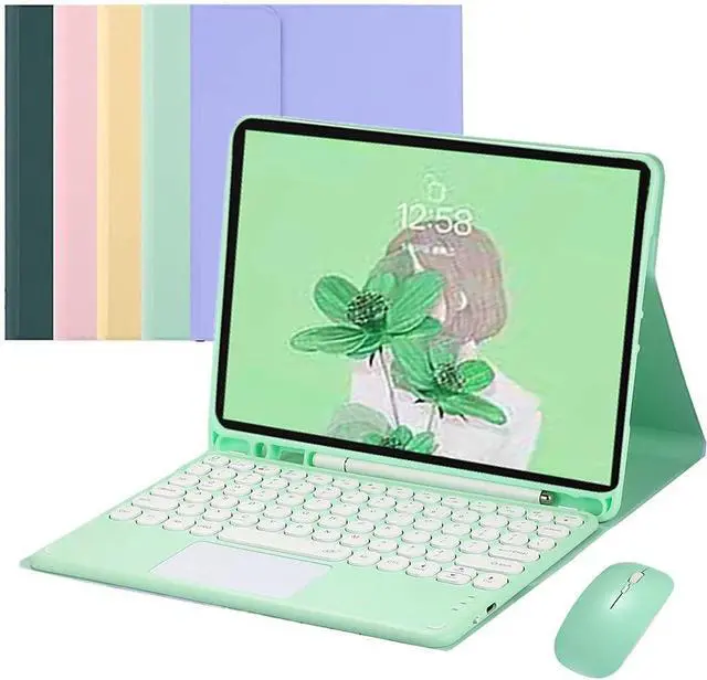 Main image of Compatible with Galaxy Tab S8 Ultra 14.6 inch 2022 Keyboard Cover ( SM-X900/X906 ) with Wireless Mouse Trackpad Keyboard Magnetic Detachable BT Keyboard Cute Round Key Caps (Galaxy Tab S8 Ultra, Mint)