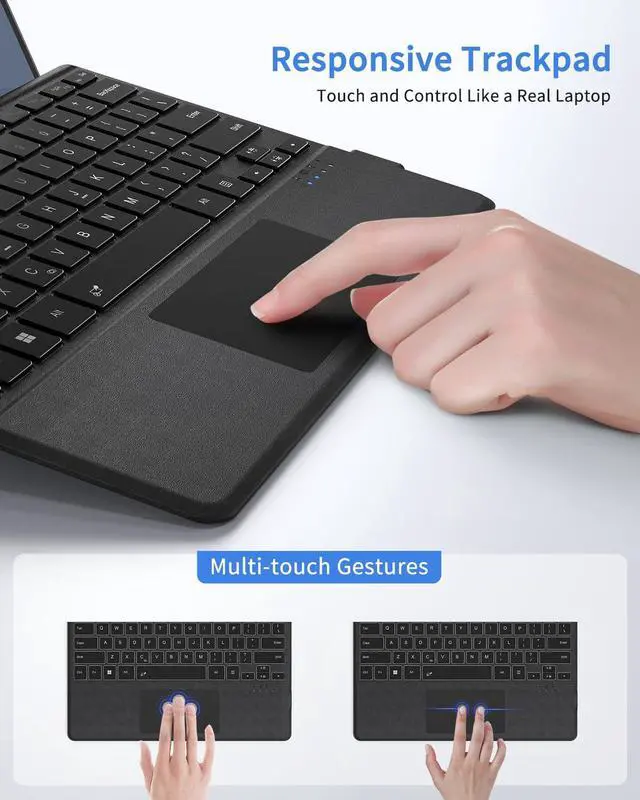 Alt view image 5 of 7 - Surface Pro Keyboard, Wireless Type Cover for Microsoft Surface Pro 7 Plus 7/6/5/4/3 12.3 inch, 7 Color Backlit Bluetooth Ultra-Slim Portable Magnetic Keyboard with Trackpad