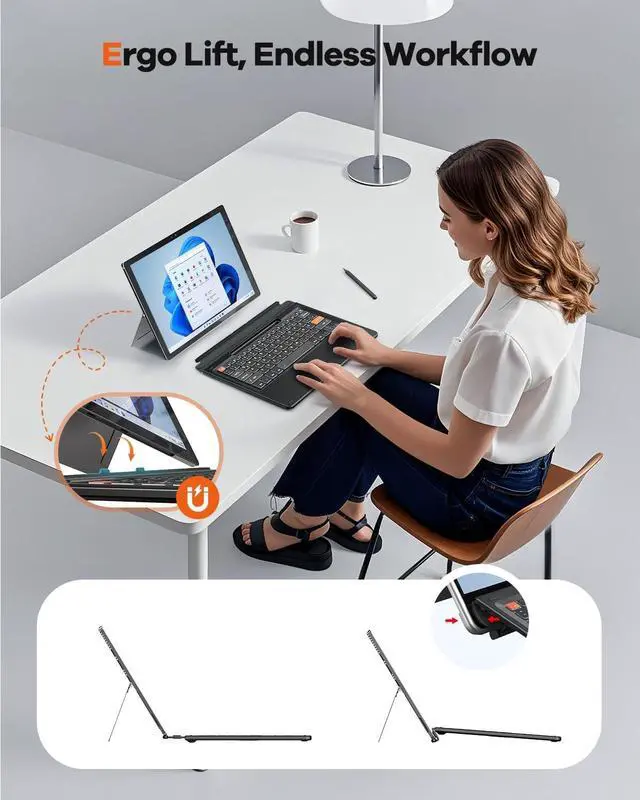 Alt view image 7 of 7 - Doohoeek Surface Pro 11/10/9/8/X Gen 13" Keyboard, Bluetooth Keyboard with Touch Pad & Pen Slot & Lighting Keys Compatible with Surface Pro Copilot+ 13-inch, Wireless Keypad for Windows 11