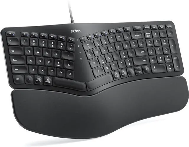 Main image of Nulea RT05C Wired Ergonomic Keyboard, Split Keyboard with Cushioned Wrist Rest, Adjustable Tilt Legs, Plug and Play, USB Corded, Compatible with Windows/Mac