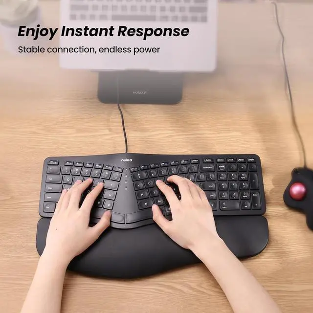 Alt view image 6 of 7 - Nulea RT05C Wired Ergonomic Keyboard, Split Keyboard with Cushioned Wrist Rest, Adjustable Tilt Legs, Plug and Play, USB Corded, Compatible with Windows/Mac