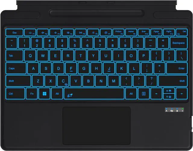 Main image of Surface Pro 11/10/9/8/X Keyboard, Ultra-Slim Wireless Bluetooth Surface Keyboard with Palm-Rejection Trackpad, 7-Color Backlit, Sleep/Wake Function, Long Battery Life
