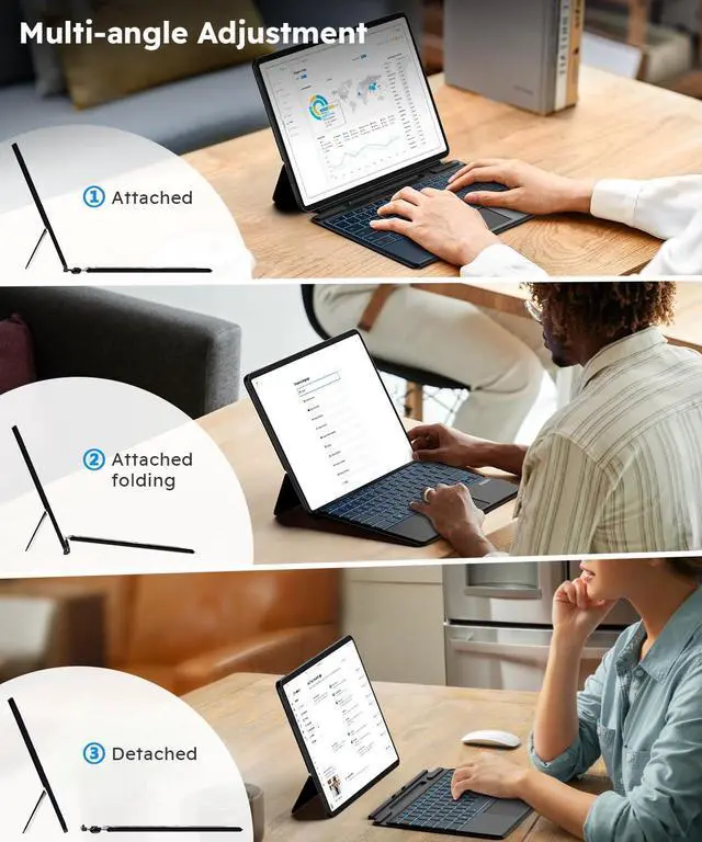 Alt view image 6 of 7 - Surface Pro 11/10/9/8/X Keyboard, Ultra-Slim Wireless Bluetooth Surface Keyboard with Palm-Rejection Trackpad, 7-Color Backlit, Sleep/Wake Function, Long Battery Life
