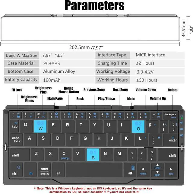 Alt view image 5 of 7 - Foldable Keyboard with Magnetic Stand Aluminum Mini Keys Quiet Bluetooth Folding Keyboard Portable Lightweight Travel Keyboard Rechargeable Pocket Portable Keyboard for All Tablet Phones (Sliver)