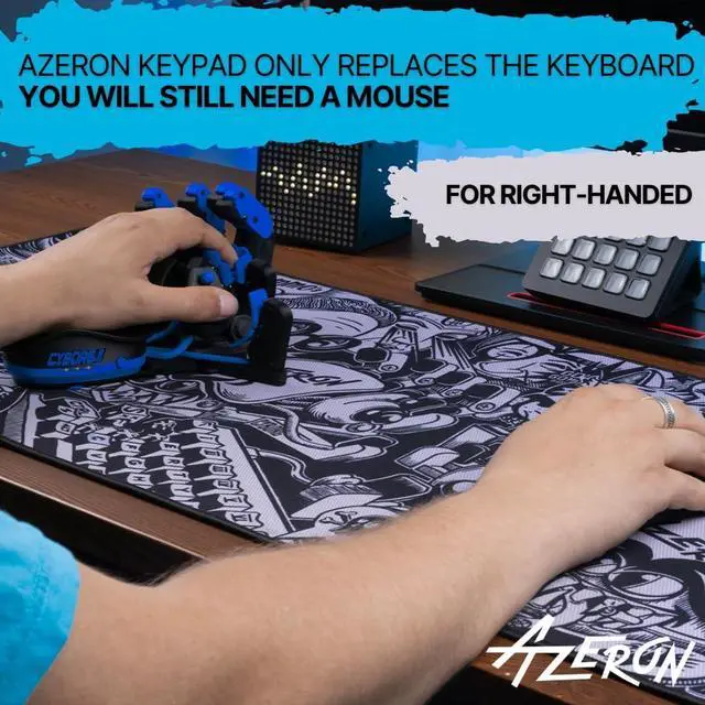 Alt view image 2 of 7 - AZERON Gaming Keypad  Programmable One Handed Keyboard for PC Gaming, Hall Effect Joystick and 30 Programmable Keys, 3D Printed Keypad for Righties (Blue, Cyborg II)