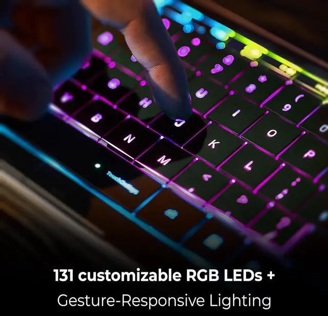 Alt view image 6 of 7 - CLVX 1 Wireless Touchpad Keyboard | Bluetooth & USB-C | Low Profile, RGB Backlit, Touch Sliders, Quiet Scissor Keys | Compatible with Windows/Linux/MacOS | Ergonomic Typing