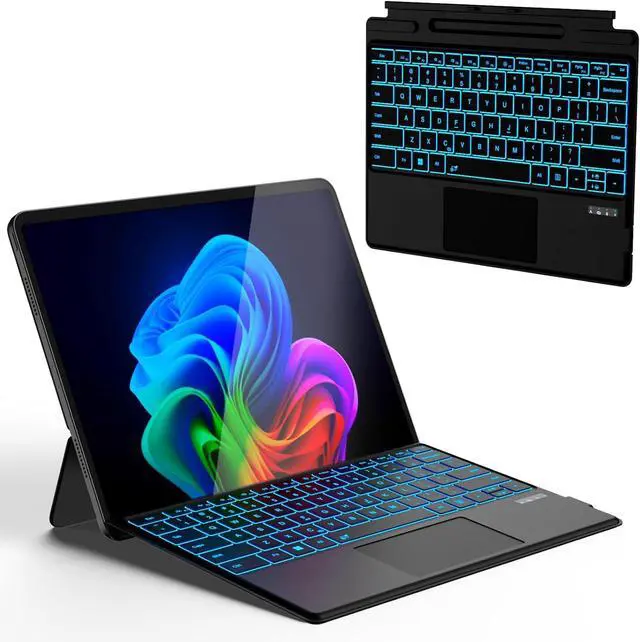 Main image of Surface Pro Keyboard for Pro 11/10/9/8/X, Wireless Bluetooth Surface Keyboard with 12 Gesture Touchpad, 7 Colors Backlit, Smart Sleep/Wake, Rechargeable Battery