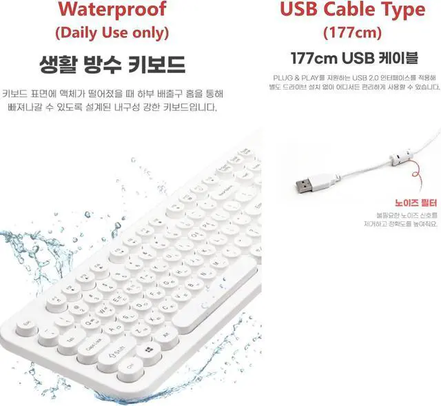 Alt view image 6 of 7 - GASHINA STORY Korean/English Keyboard Retro and Simple Design Full Size Keyboard for Desktop, Computer, Notebook, Laptop (Black)