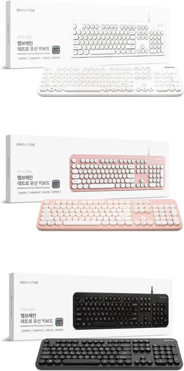 Alt view image 7 of 7 - GASHINA STORY Korean/English Keyboard Retro and Simple Design Full Size Keyboard for Desktop, Computer, Notebook, Laptop (Black)