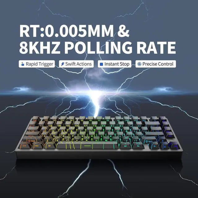 Alt view image 6 of 7 - IROK MG75PRO 81 Keys Wired Magnetic Switch Mechanical Keyboard, Hall Effect, 8KHZ/ARGB/CNC Aluminum, Gasket Structure Gaming Keyboard(Black)