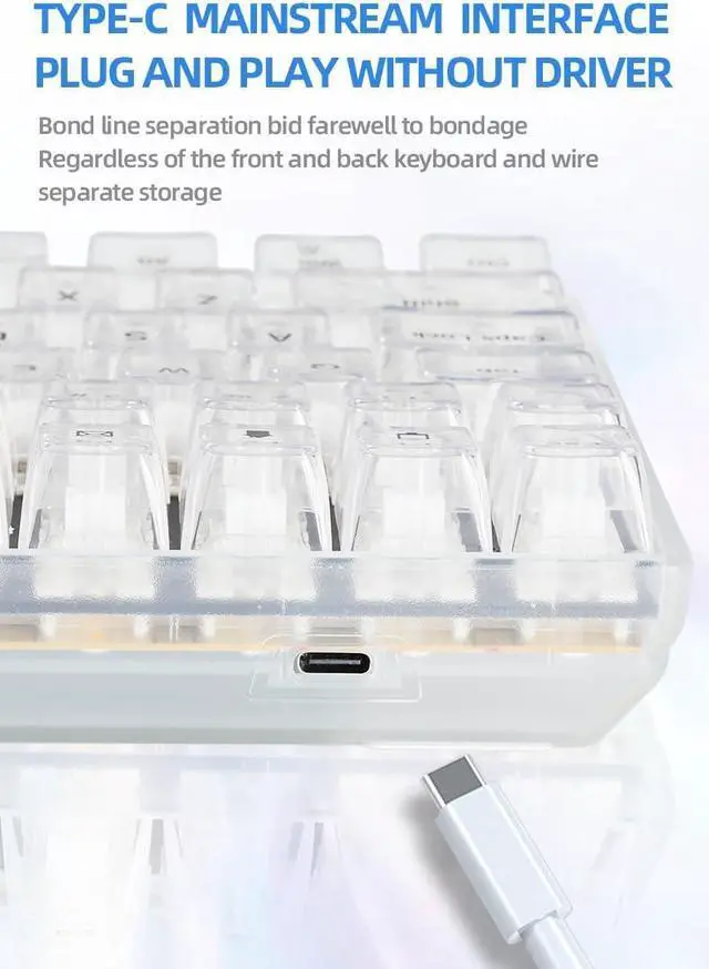 Alt view image 7 of 7 - ZyphX Z-Zero 98-Key Mechanical Keyboard, Hot-Swappable RGB, Crystal Clear Housing, Ice Soul Linear Switches, TOP Mount (Crystal)