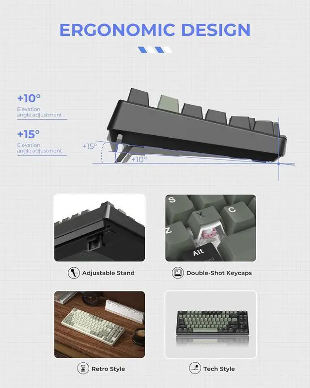 Alt view image 7 of 7 - OHY 75 Percent Rapid Trigger Gaming Keyboard, XVX G75 Wired Mechanical Keyboard 85 Keys with Hyper-Fast Actuation, Dedicated Magnetic Switch, Actuation Point Adjustable,8K Hz Polling Rate-Black