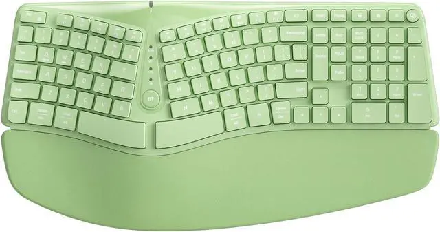 Main image of Bow Split Ergonomic Keyboard Wireless with Cushioned Wrist & Palm Rest, Wireless 2.4G/Bluetooth/Wired USB-C, Comfortable Natural Typing, Compatible with Windows/Mac/PC/Laptop, Matcha Green
