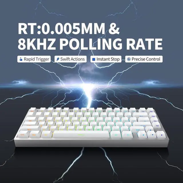 Alt view image 6 of 7 - IROK MG75 TKL 75% KeysRapid Trigger Wired Magnetic Switch Mechanical Keyboard, Hall Effect, 8KHZ/ARGB/CNC Aluminum, Gasket StructureHot Swappable Gaming KeyboardSilver
