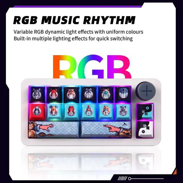 Alt view image 6 of 7 - Darmoshark SK16 Macro Mechanical Numeric Keyboards 2.4G/USB-C/Bluetooth 16 Keys Mini Numpad Portable Keypad RGB Backlight Gaming Keyboards Extended Layout for Cashier,Fully Programmable Keys(White)