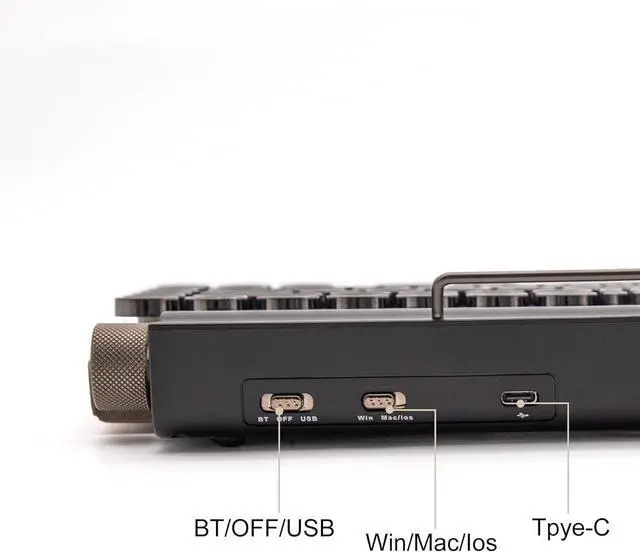 Alt view image 4 of 7 - Retro Mechanical Keyboard, Punk Bluetooth Wireless & Wired, 75% Layout, LED Backlit, Round Keycaps, 83 Keys, for iOS/Android/Windows/Mac/iPad, Wood Color