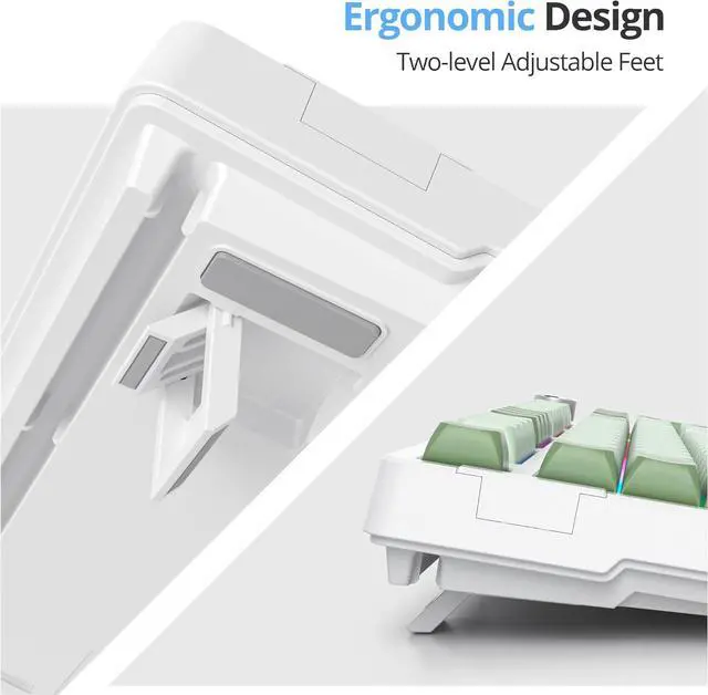 Alt view image 7 of 7 - Fogruaden Wired Creamy Mechanical Keyboard with Number Pad, Hot Swappable RGB Green Matcha Gaming Keyboard with Knob, 98 Key Full Layout, Custom Gasket Mount, Red Switch, NKRO 96% Keyboard for Win/Mac