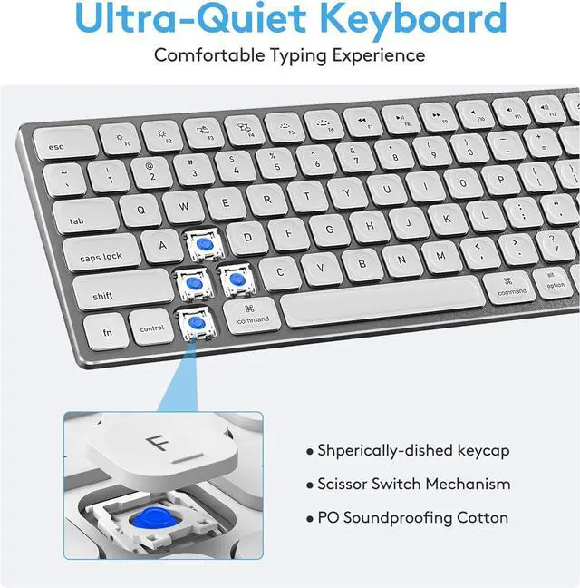 Alt view image 5 of 7 - White Aluminum Backlit Keyboard for Apple Mac OS,Plug-N-Play, USB-A/USB-C Wired Keyboard with Numeric Keypad for iMac/Mac mini or MacBook Laptop