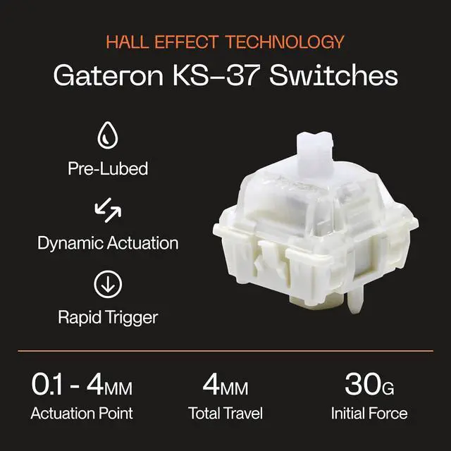 Alt view image 3 of 7 - Higround Basecamp 65HE BLACKICE Keyboard, 65% Mechanical USB Wired PC Gaming Keyboard with Gateron KS-37 Magnetic Switches, Programable RGB, Hot-Swappable, Deep Thock Creamy Sounding, Pre-lubed