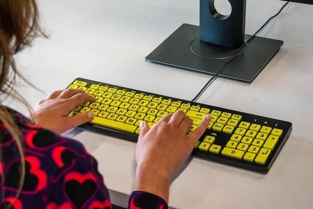Alt view image 6 of 7 - Clevy Low Vision Keyboard Large Print High Contrast USB Wired Computer Keyboard Yellow Keys with Black Letters - Oversized Print Big Letters Great for Visually Impaired Individuals and Seniors