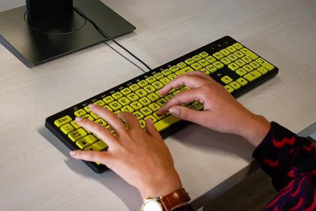 Alt view image 7 of 7 - Clevy Low Vision Keyboard Large Print High Contrast USB Wired Computer Keyboard Yellow Keys with Black Letters - Oversized Print Big Letters Great for Visually Impaired Individuals and Seniors