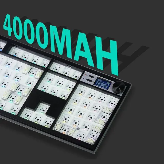 Alt view image 5 of 7 - GMK104 Mechanical Keyboard Barebones,VIA Programmable Wireless BT5.0/2.4G/Type-C Gasket Mounted HotSwap Custom Barebones Keyboard Kit Full Size RGB Gaming DIY Key Board with Screen&Knob (Black)