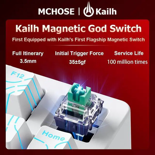 Alt view image 2 of 7 - Hyekit x MCHOSE Jet 75 75% Wired Magnetic Switch Mechanical Gaming Keyboard, Rapid Trigger Hall Effect Keyboard, Hyper-Fast Adjustable Actuation, 8K Hz Polling Rate, RGB HotSwap, for PC/Mac, White