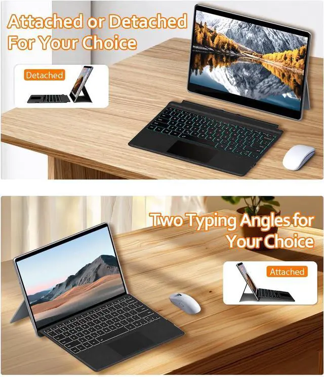 Alt view image 6 of 7 - Surface Keyboard for Surface Pro 7+/7/6/5/4/3, Surface Pro Type Cover, Ultra-Slim Portable Bluetooth 5.2 Wireless Keyboard with 7 Colors Backlit, Touchpad, Rechargeable Battery