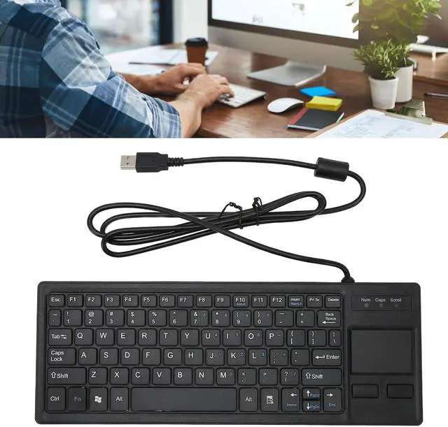 Alt view image 5 of 7 - Wired USB Keyboard with Touchpad, Compact Industrial Keyboard Trackpad Combo with HUB Function Ergonomic Keyboard USB Keyboard Trackpad Keyboard for Industrial Food Service Marine