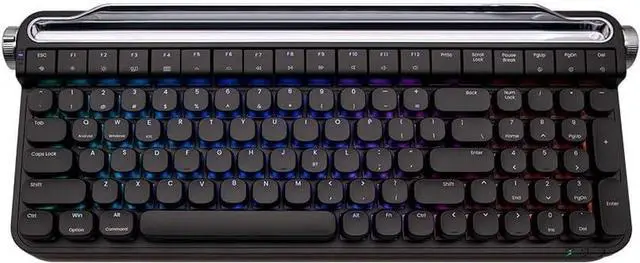 Main image of ACTTO B705 Retro Mechanical Keyboard, Bluetooth, Vintage Style with LED Backlight, 100 Keys, Gaming Keyboard for Windows/macos/iOS/Android, Blue Switch (Black)