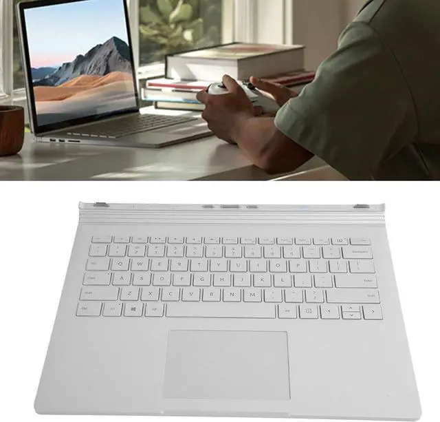 Alt view image 4 of 7 - Replacement Keyboard for Book 1, 1704 Aluminum Alloy Quick Response Keyboard with Touchpad for Book 1, Silver