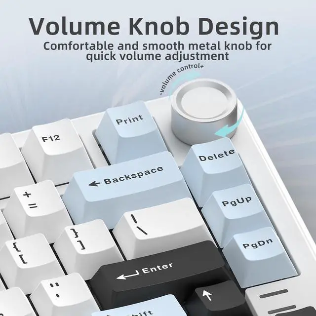 Alt view image 3 of 7 - 75% Wired Hot Swappable Mechanical Keyboard with Metal Knob | Mount Gasket | Programmable RGB Backlit & Adjustable Side Lighting (Peach Linear Switch)