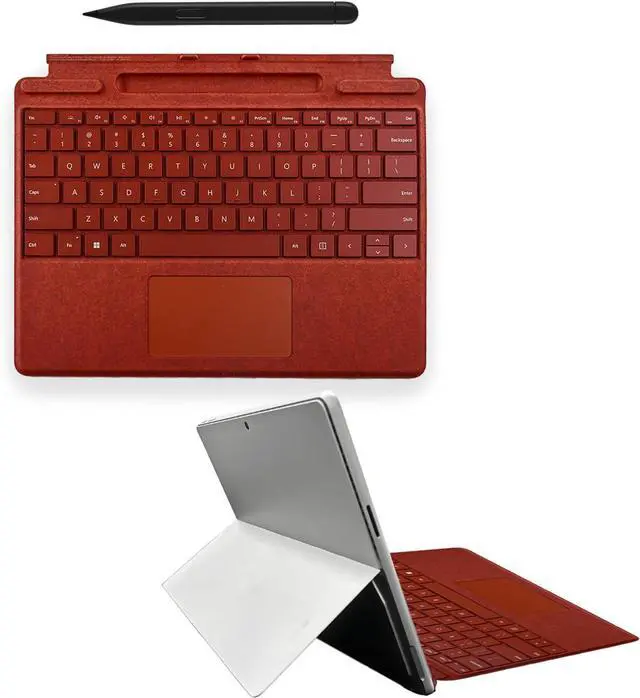 Alt view image 5 of 6 - Pro 10 Signature Keyboard with Slim Pen Compatible with Microsoft Surface Pro 10/11 Signature Keyboard with Slim Pen,Surface Pro 11/9 Signature Keyboard with Slim Pen(Poppy Red)