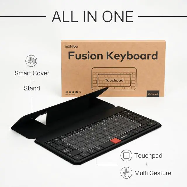 Alt view image 7 of 7 - Fusion Keyboard, Universal, Portable All-in-One with Built-in Touchpad, Bluetooth, iPad, Mac, Windows, Android, Chrome OS