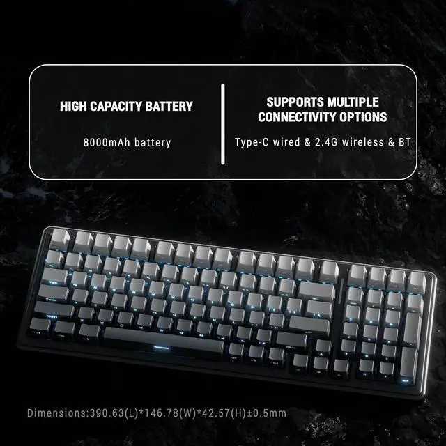 Alt view image 6 of 6 - x Aula F99 99% Mechanical Gaming Keyboard  Wireless Bluetooth, 2.4Ghz RF, USB-C Wired Keyboard with RGB Backlit, Hot-Swappable Pre-lubed Linear Switches, PBT Keycaps, Numpad, Volume Knob