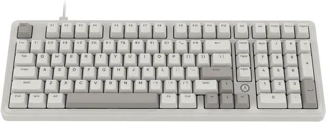Alt view image 3 of 5 - FIRSTBLOOD ONLY GAME. AK980 Wired Mechanical Keyboard, 101Keys Full Layout, Gasket Mount, Hot-Swappable USB Gaming Keyboard with Red Switches, Anti-Ghosting, Retro Grey-White