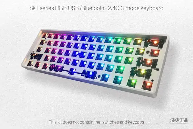 Alt view image 2 of 7 - 60% Custom Mechanical Keyboard Kit61-Key Hot-Swappable 3-pin/5-pin Switch with Sound-Dampening FoamRGB Backlit Gaming Keyboard DIY Kit  Compatible with Win/Mac(SK1 White)