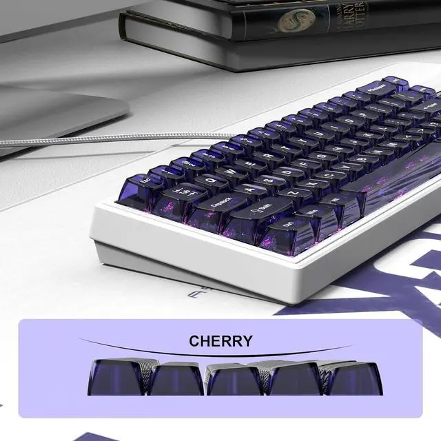 Alt view image 5 of 7 - dagaladoo M68 HE V2 60% Wired Gaming Magnetic Keyboard with Adjustable Actuation,Hall Effect Gaming Keyboard Rapid Trigger,RGB HotSwap Custom Mechanical Keyboard,Purple Jelly keycaps trasparent