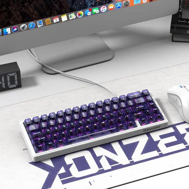 Alt view image 6 of 7 - dagaladoo M68 HE V2 60% Wired Gaming Magnetic Keyboard with Adjustable Actuation,Hall Effect Gaming Keyboard Rapid Trigger,RGB HotSwap Custom Mechanical Keyboard,Purple Jelly keycaps trasparent