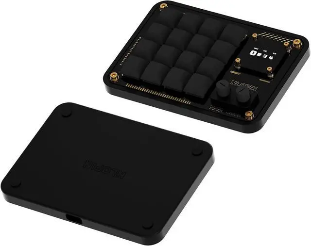 Main image of Double Knob Custom Macro Pad Programmable Designer Mini Keyboard 16 Keys with Screen (Black,KB16)