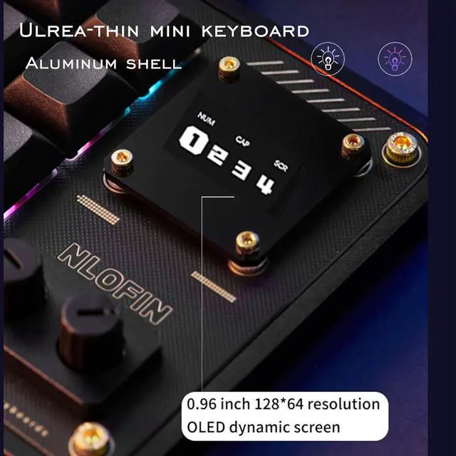 Alt view image 5 of 7 - Double Knob Custom Macro Pad Programmable Designer Mini Keyboard 16 Keys with Screen (Black,KB16)