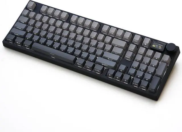 Main image of NJ98 Wireless Custom Mechanical Keyboard with Screen Knob 96% Hot Swappable RGB Keyboard Mac Windows (Dark, Steel Plate - Box Taro Ice Cream Pro)
