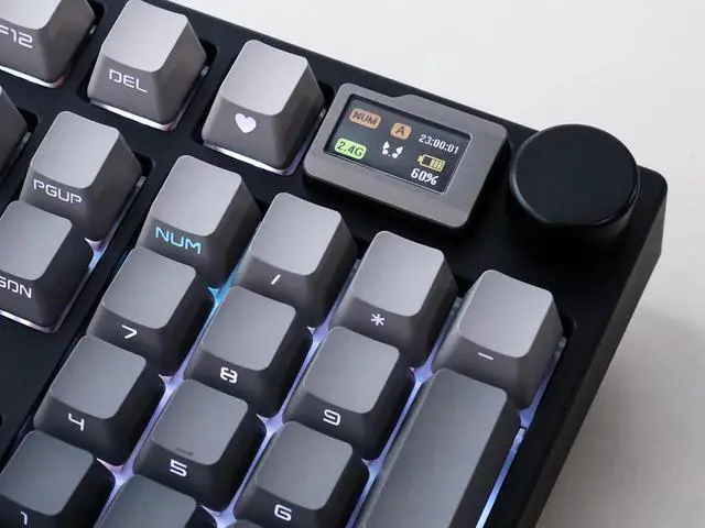 Alt view image 4 of 7 - NJ98 Wireless Custom Mechanical Keyboard with Screen Knob 96% Hot Swappable RGB Keyboard Mac Windows (Dark, Steel Plate - Box Taro Ice Cream Pro)
