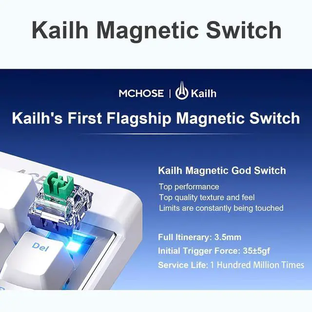 Alt view image 3 of 7 - JOMKIZ Mchose Ace 68 Air Wired Magnetic Keyboard with Adjustable Actuation, RGB Rhythmic Light Box, 65% Rapid Trigger Keyboard, Hall Effect Gasket-Mounted, 8000 Hz Polling Rate, Hot-Swappable